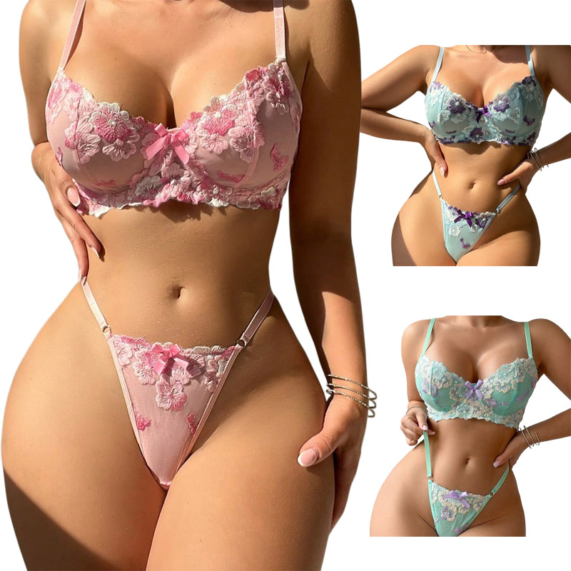 Good Floral & Wedding Decor Supply Photos - Romantisches Rosa Blumen-Stickerei Sexy Dessous-Set, Luxuriöse