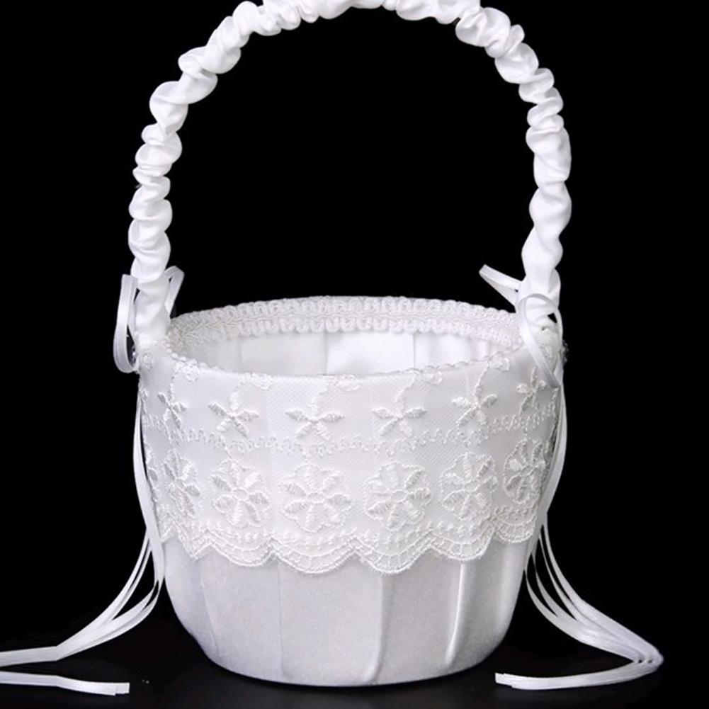 Flower Girl Basket - Romantische Blume Perle Bowknot Korb Blumen