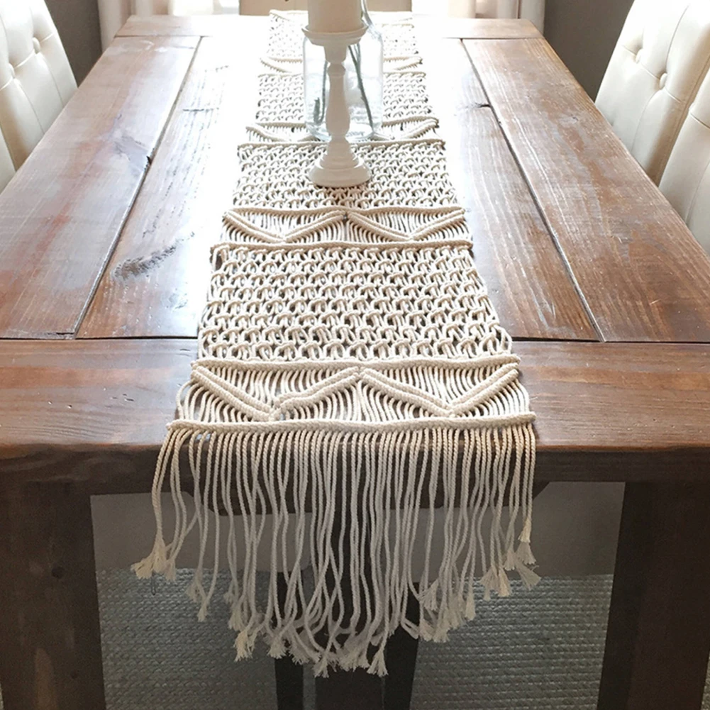 Wedding Supply Rentals - Makramee-Boho-Tischläufer für böhmische rustikale Hochzeit, Party,