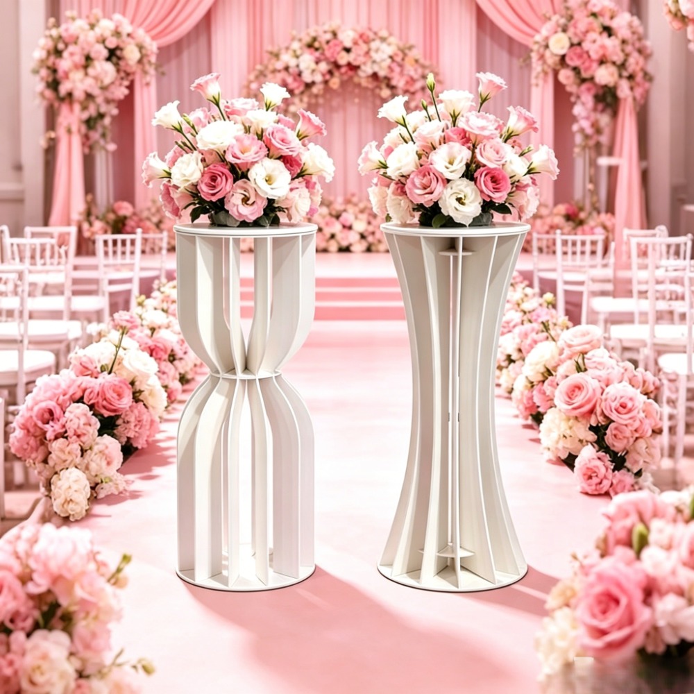Wedding Supply Rentals - Sanduhr-PVC-Römische Säule Blumenständer Hochzeitstorten-Desserttisch-Mittelstück Rustikale Geburtstags-Party-Event-Dekoration