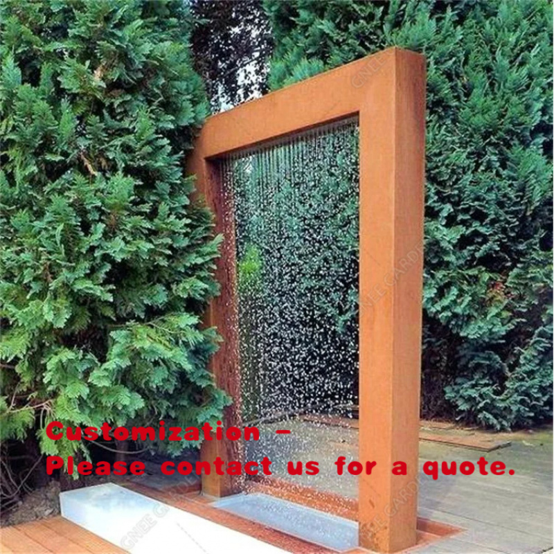 Wedding Fountain - Maßgefertigter Moderner Luxus-Outdoor-Wasserfallbrunnen aus Cortenstahl, Wetterfester