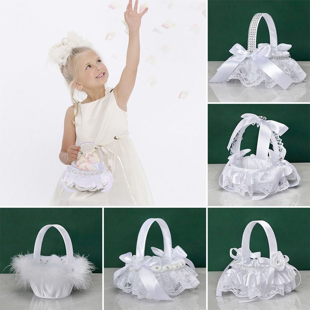 Flower Girl Basket - Zeremonie Strass Home Decor Spitze Perle