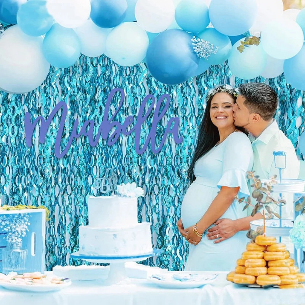 Wedding Tap - Glänzender Wellenförmiger Folienvorhang – 100x200cm Metallischer