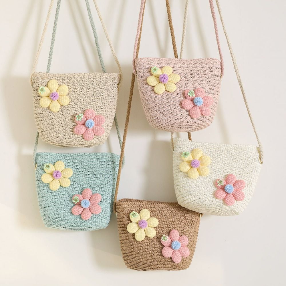 Flower Girl Basket - Handgefertigte gewebte Strohtasche für Mädchen mit